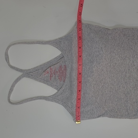 Am. Eagle Ribbed Racerback Tank Top Built-in Bra Fitted Stretchy Scoop Neck Sm. - Picture 9 of 16
